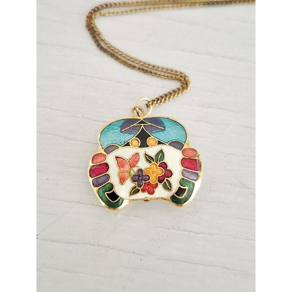 Vintage Cloisonne Floral Necklace